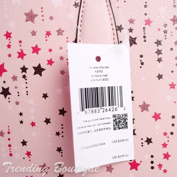 NWT Kate Spade Twinkle Printed Small Reversible Tote Shoulder Bag in Pink Multi - Picture 8 of 10
